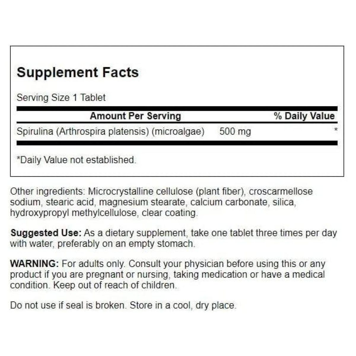Swanson Certified Organic Spirulina 500 Milligrams 180 Tablets - Image 2