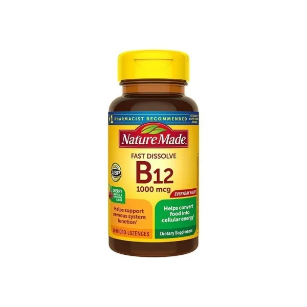 Nature Made Fast Dissolve Vitamin B12 1000 mcg Micro Lozenges 60 Tablets