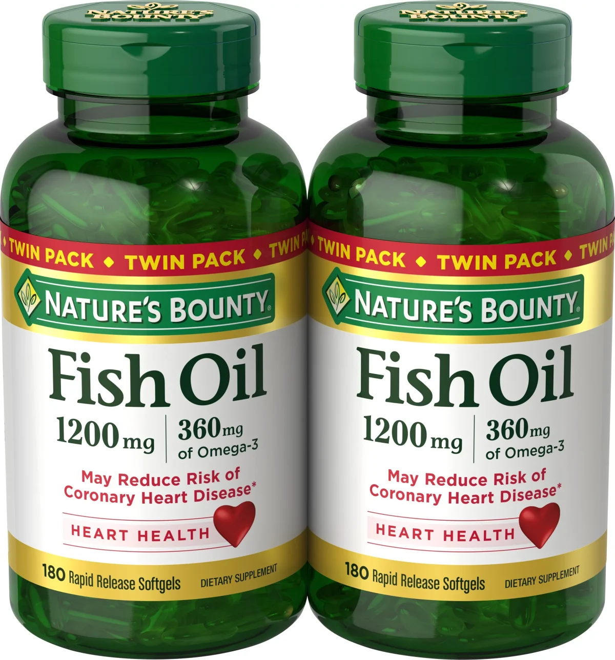 Nature's Bounty Fish Oil Softgels 1200mg 180 Softgels (2 Pack) - Image 1