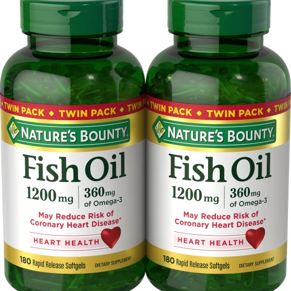 Nature's Bounty Fish Oil Softgels 1200mg 180 Softgels (2 Pack)