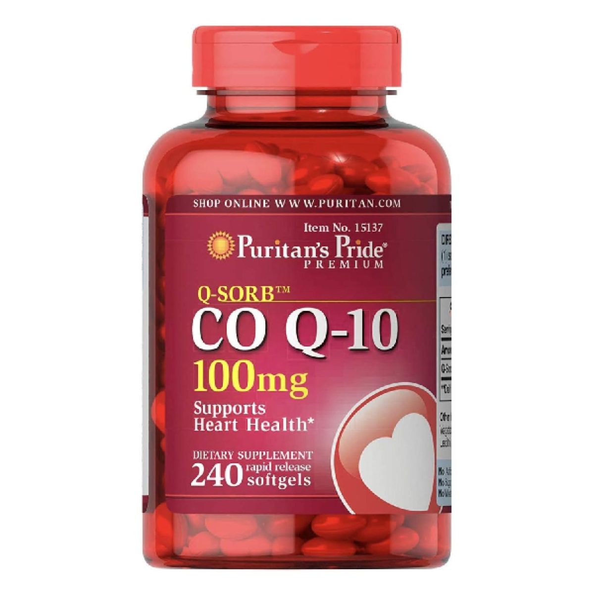 Puritan's Pride CoQ -10 100mg Supports Heart Health 240 Softgels - Image 1