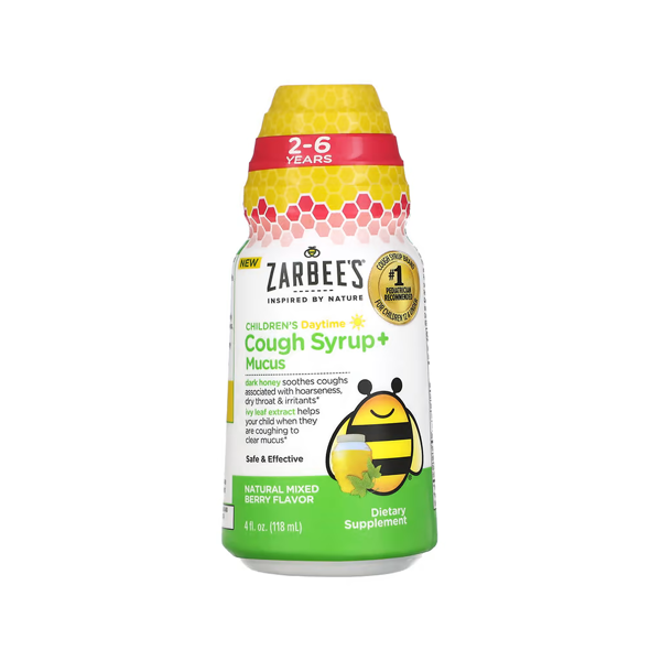 Zarbee's Children's Daytime Cough Syrup + Mucus 2-6 Years Natural Mixed Berry 4 fl oz (118ml)