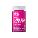 Hair Skin Nails Gummies 60 Count Plus Collagen & Biotin Non-GMO & Gluten Free Vitamins for Women Strawberry Flavor by PINK