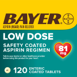 Bayer Aspirin Regimen Bayer Low Dose Pain Reliever Enteric Coated Tablets 81mg 120 Count
