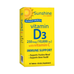 Sunshine Vitamin D3 10,000 IU, Healthy and Strong Bones 60 Servings