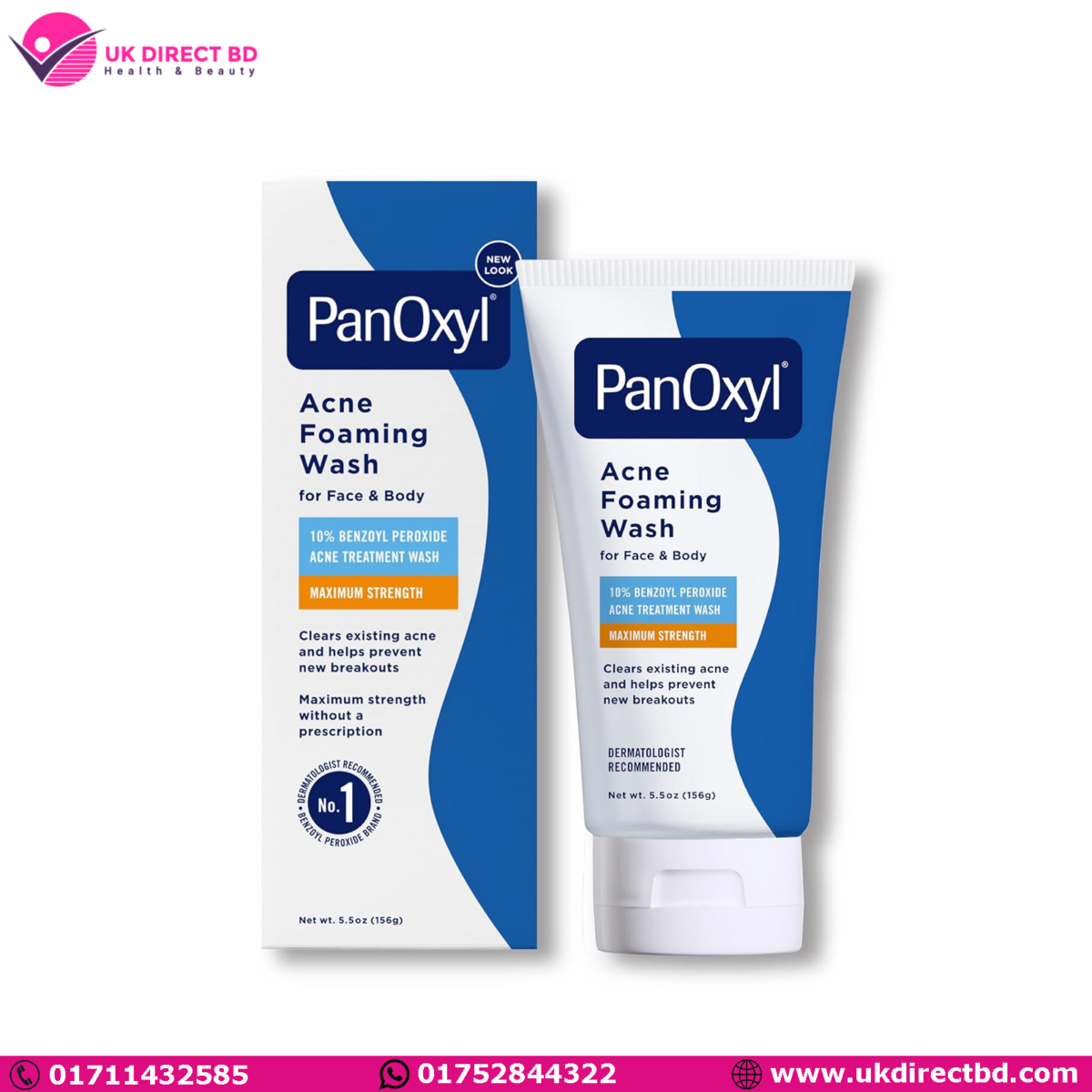 PanOxyl Acne Foaming Wash Benzoyl Peroxide 10% Maximum Strength 156g - Image 1