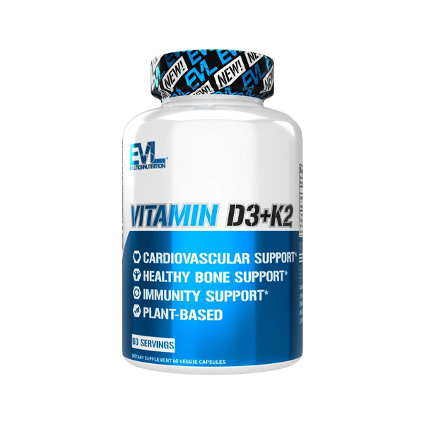Evlution Nutrition Vitamin D3 + K2 for Immune System Support Bone Brain and Heart Health Support  60 Servings