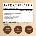 NatureBell Lions Mane Mushroom Supplement Capsules 9,000mg 240 Capsules - Image 2