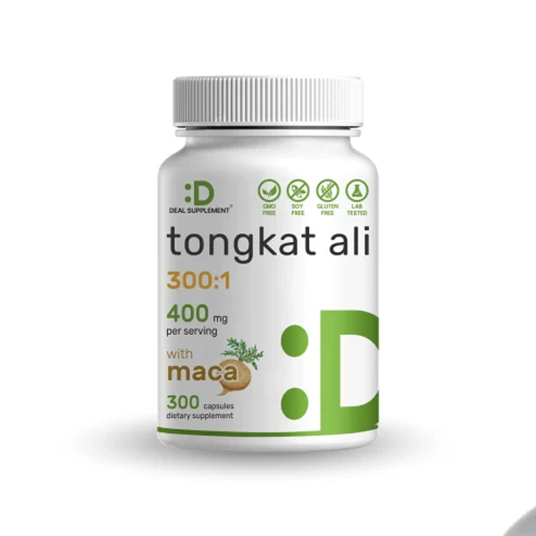 Deal Supplement Tongkat Ali Extract 300:1 400mg & Maca Root 400mg 300 Capsules