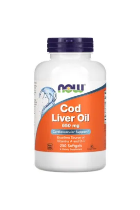 NOW FOODS Cod Liver Oil 650mg (Cardiovascular Support) 250 Softgels