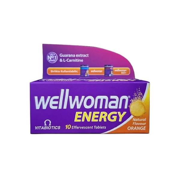 Vitabiotics Wellwoman Energy Orange 10 Dissolving Multivitamins Effervescent Tablets for Woman Natural Orange Flavour