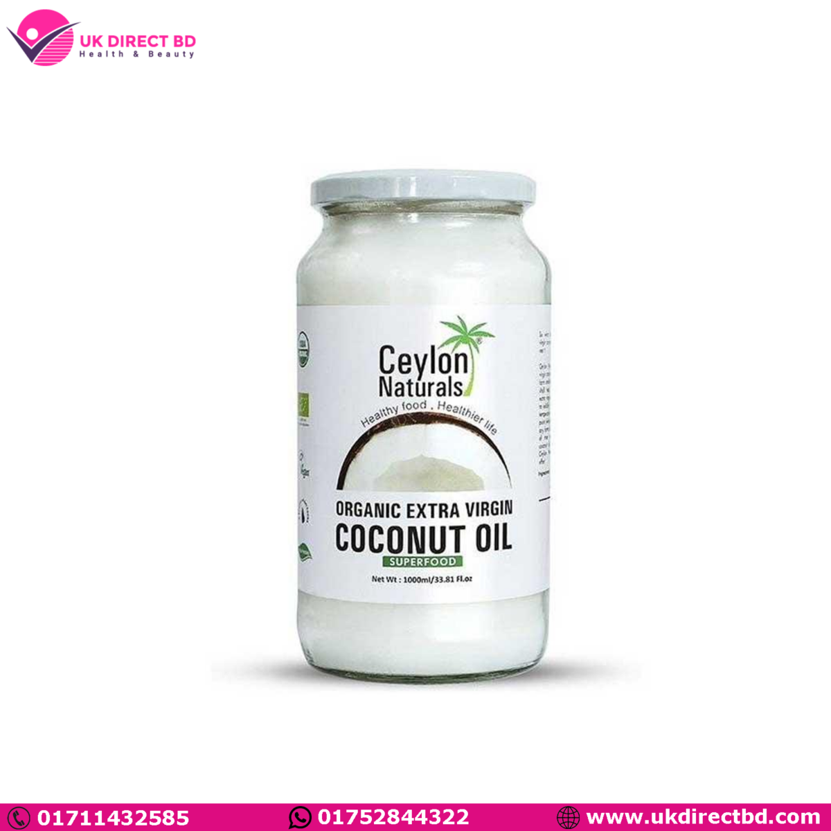 Ceylon Naturals Extra Virgin Coconut Oil 1000ml (SriLanka) - Image 1