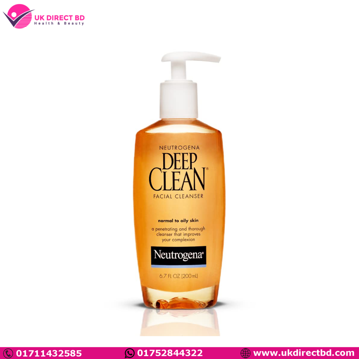 Neutrogena Deep Clean Daily Facial Cleanser with Beta Hydroxy Acid for Normal to Oily Skin Alcohol-Free Oil-Free & Non-Comedogenic 200ml - Image 1