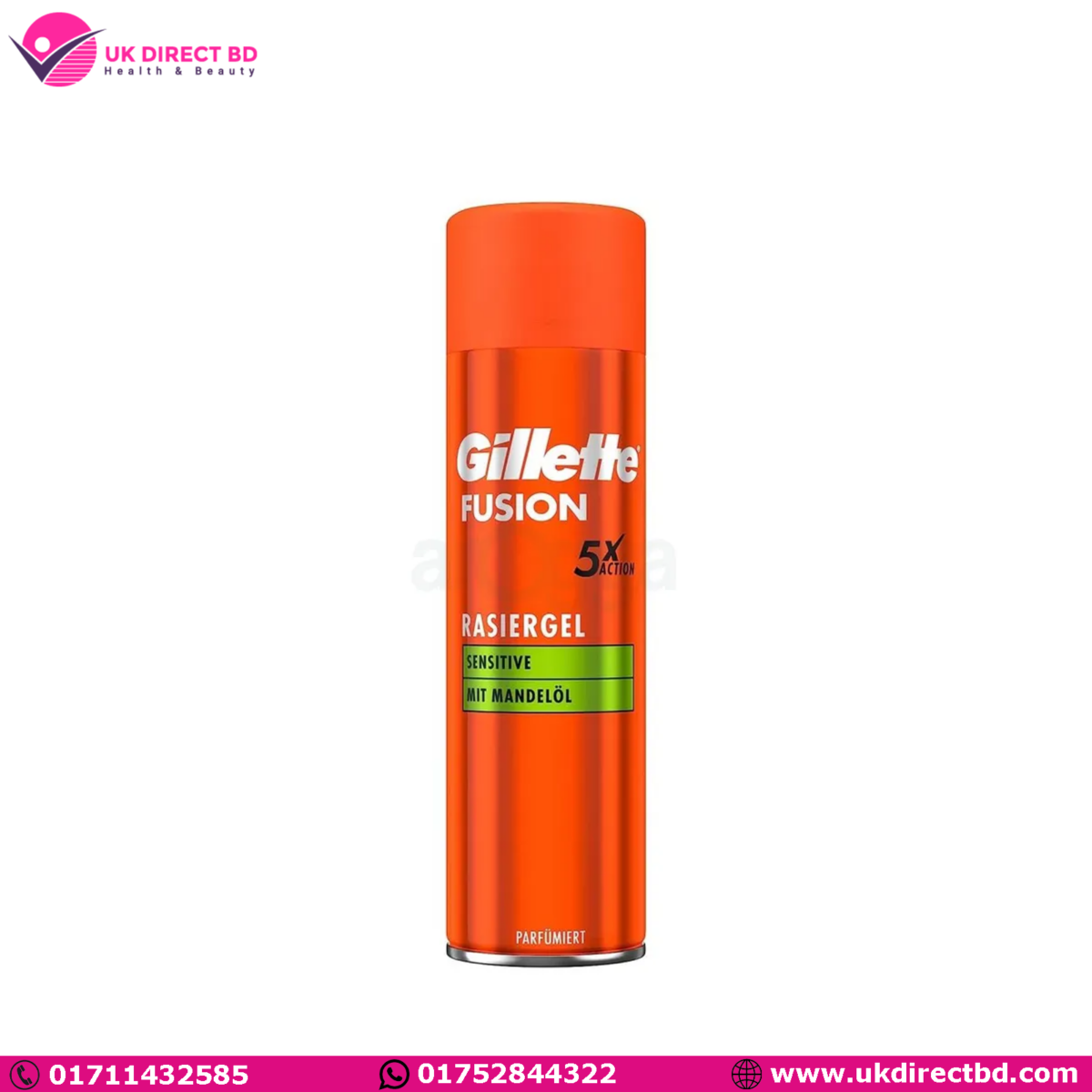 Gillette Fusion 5X Action Shaving Gel With Almond Oil 200ml - Image 1