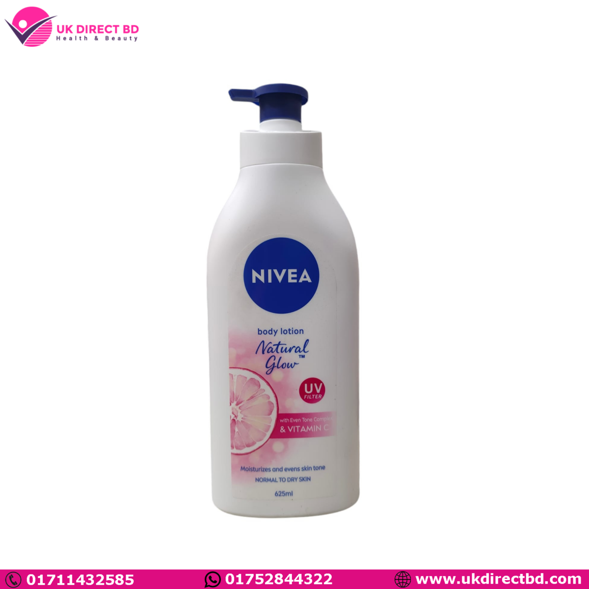 Nivea Body Lotion Natural Glow All Skin Types 625ml - Image 1