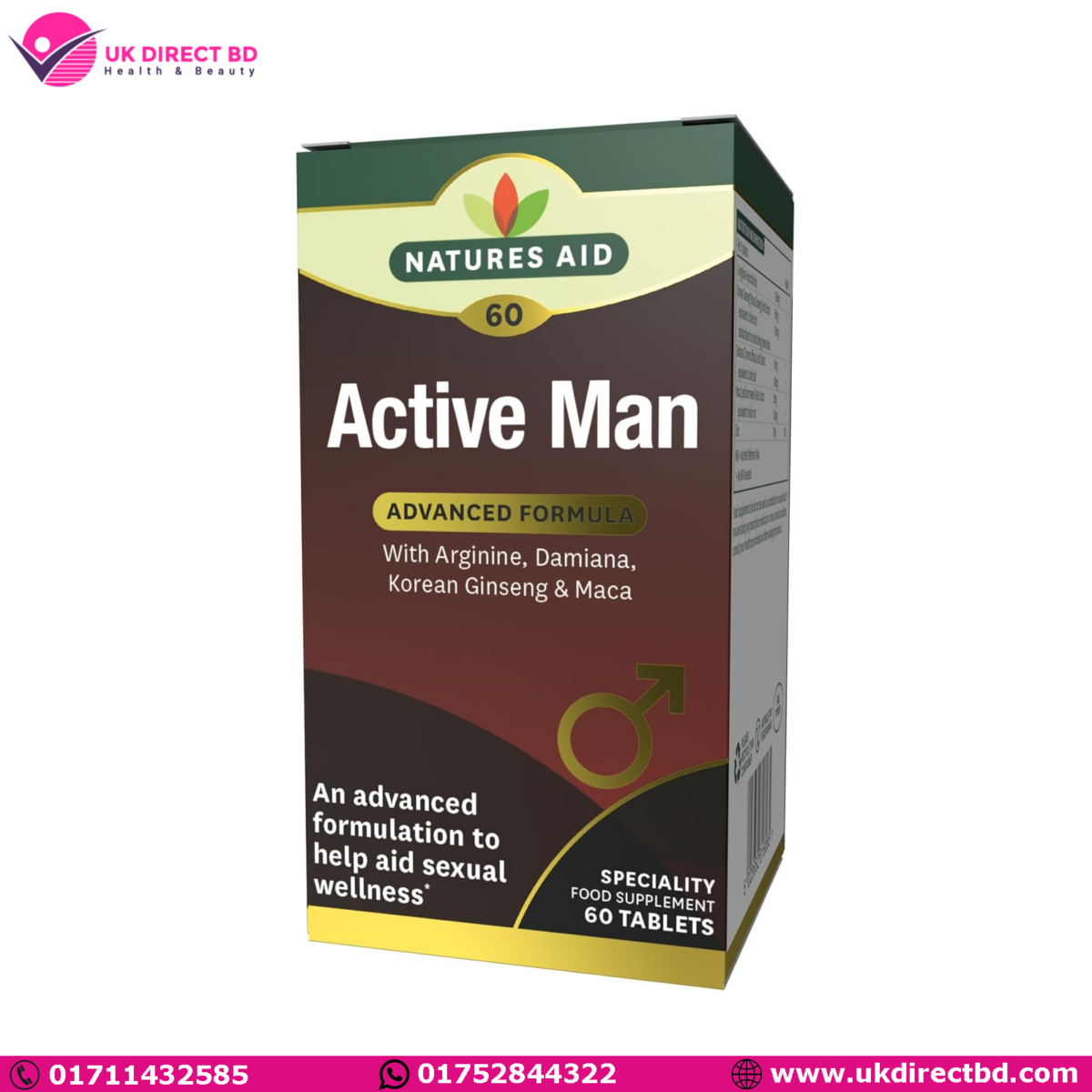 Natures Aid Active Man Tablets Pack of 60 Tablets - Image 1