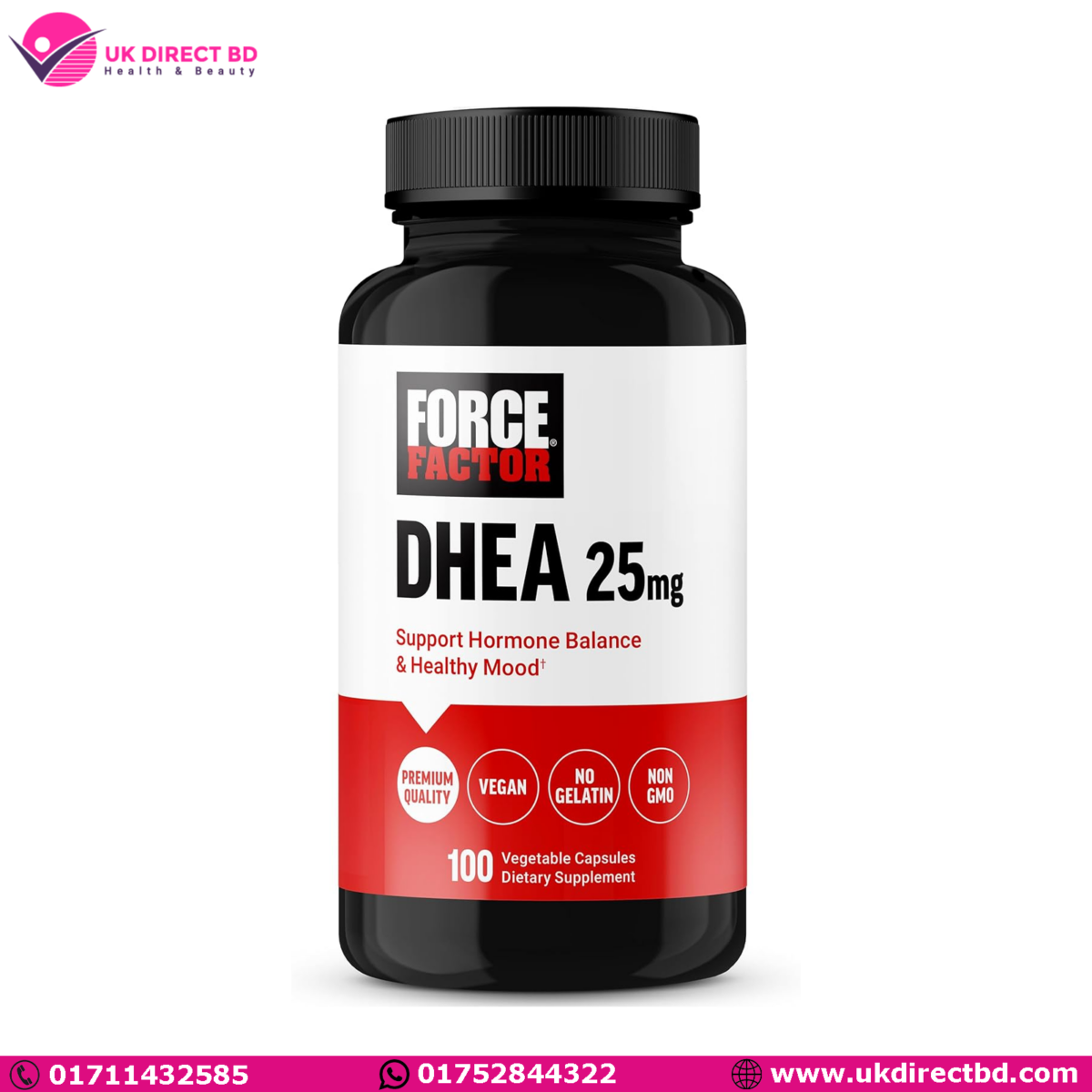 FORCE FACTOR DHEA 25mg 100 Vegetable Capsules - Image 1