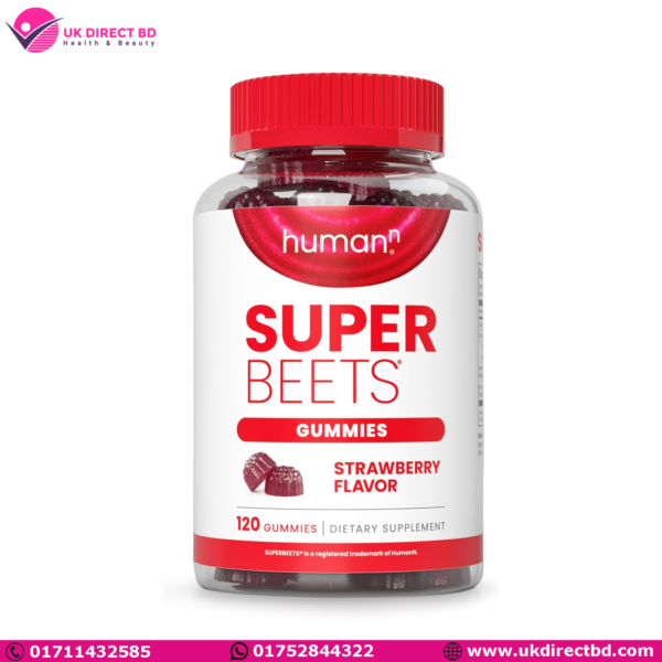 humanN SuperBeets Strawberry Heart Gummies Beetroot & Grape Seed Extract 120 Count