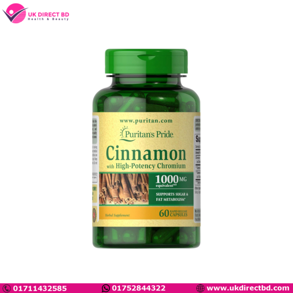 Puritan's Pride Cinnamon Complex with High Potency Chromium1000Mg 60 Capsules