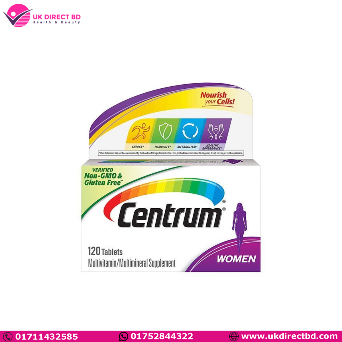 Centrum Multivitamin for Women Multivitamin Multimineral Supplement 120 Tablets - Image 1