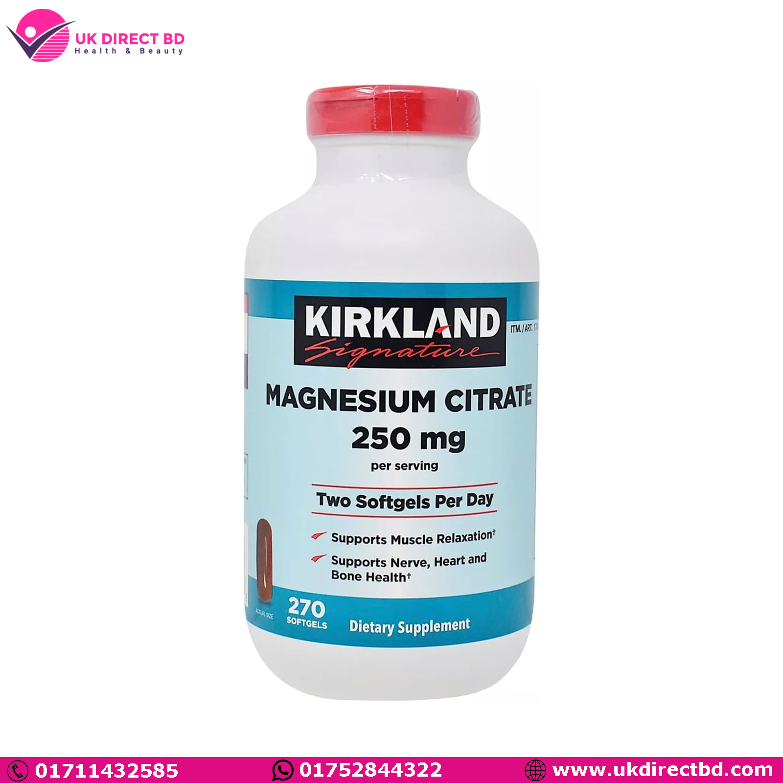 07 Kirkland Signature Magnesium Citrate 250mg Softgels 270 Count - Image 1