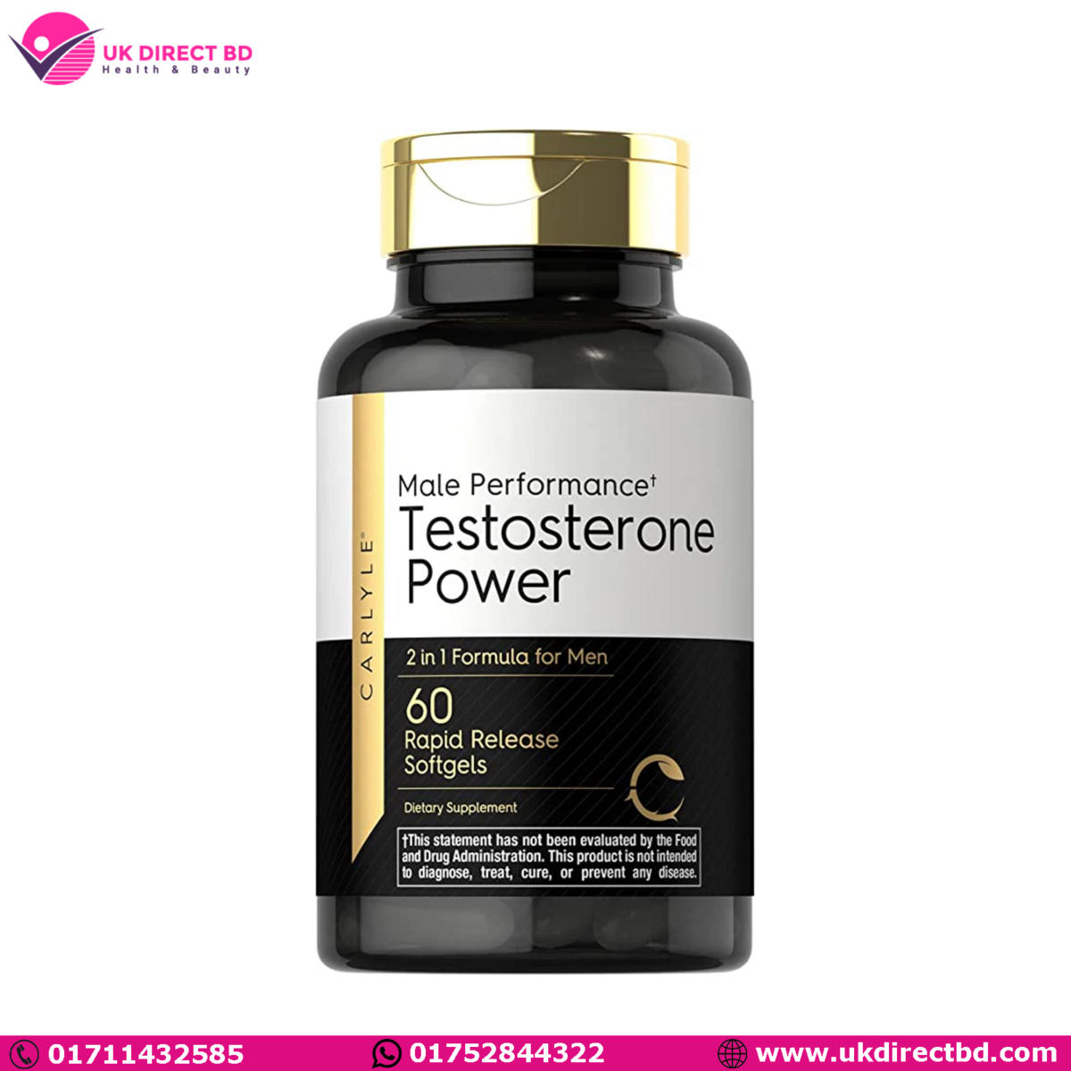 Carlyle Testosterone Power for Men 60 Rapid Release Softgels - Image 1
