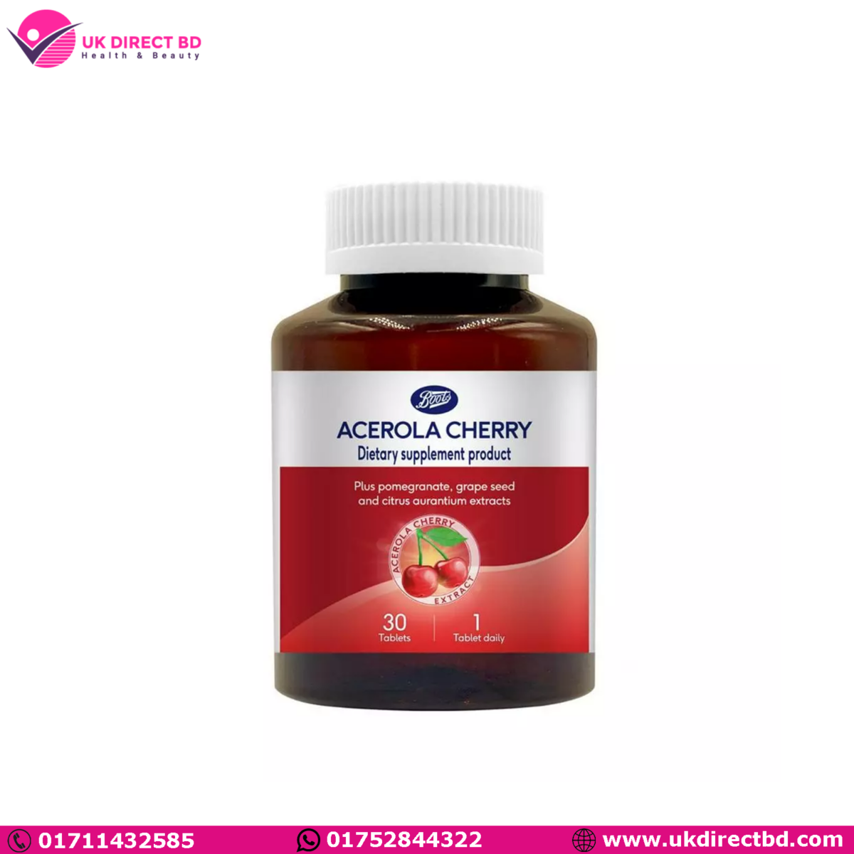 boots acerola cherry dietary supplement 30 tablets - Image 1
