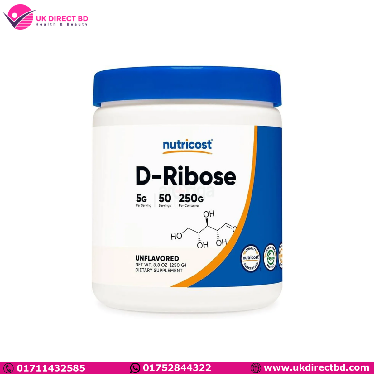 Nutricost D-Ribose Powder 250gm - Image 1