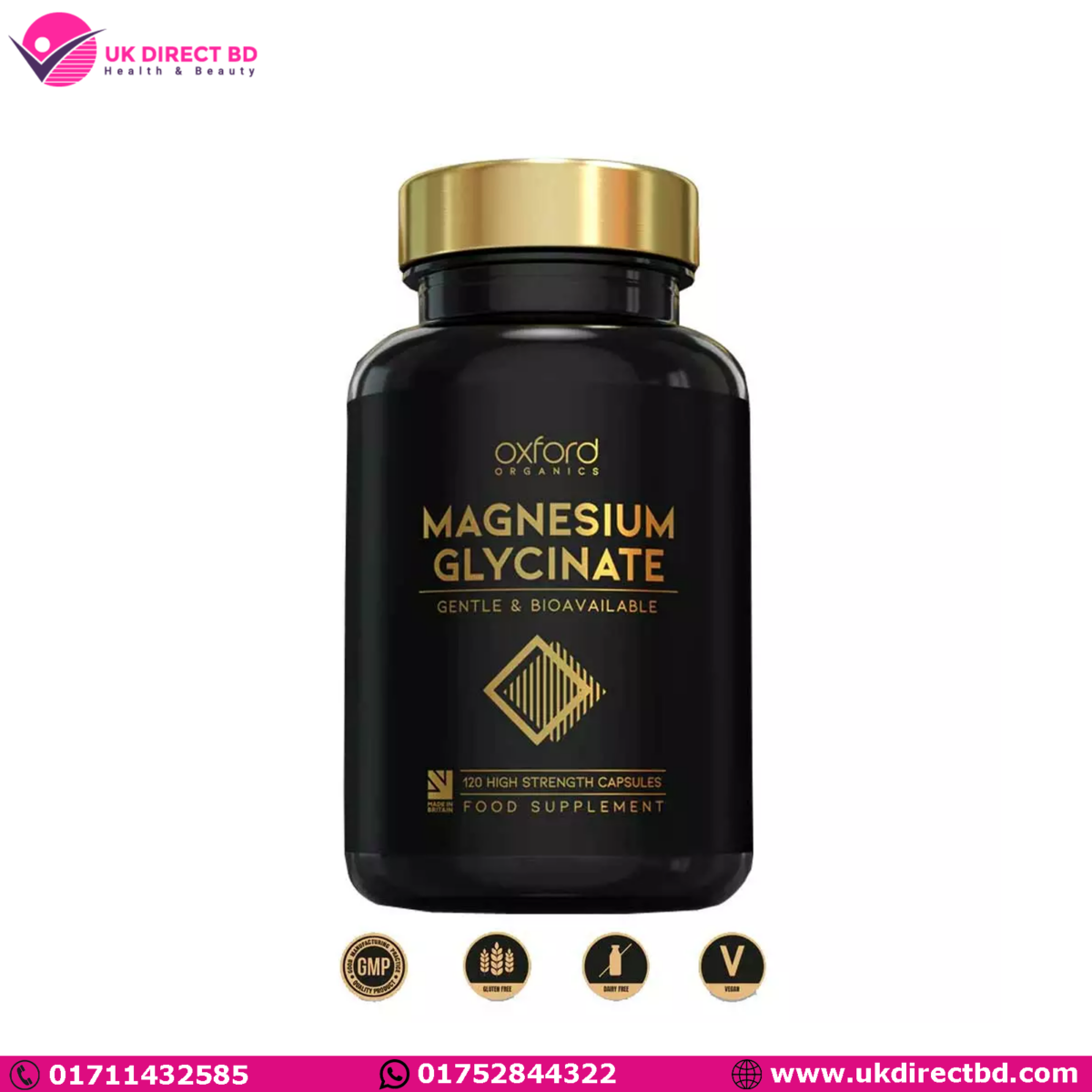 Oxford Magnesium Glycinate Gentle & Bioavailable 120 Capsules - Image 1