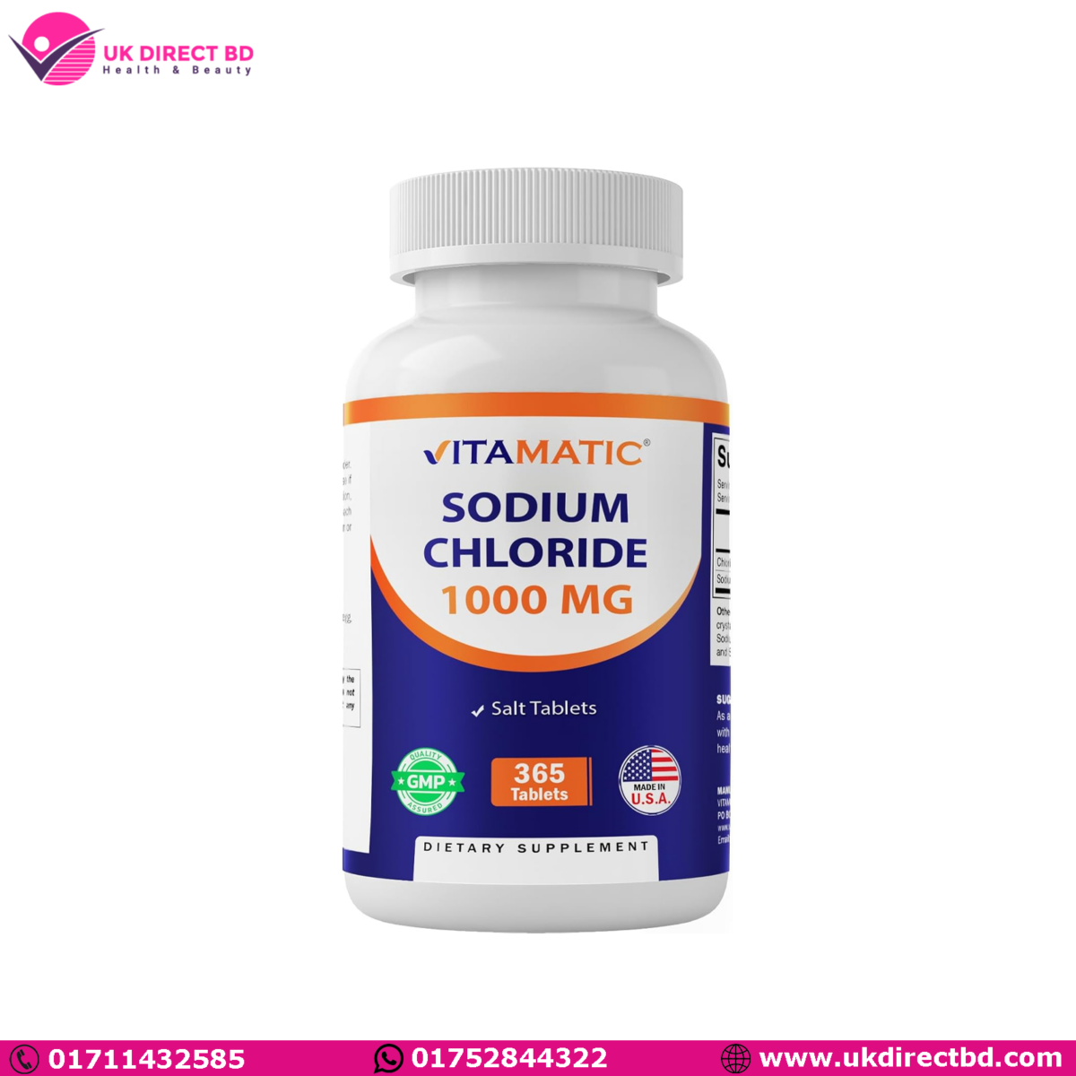 Vitamatic Sodium Chloride 1000mg 365 Tablet - Image 1