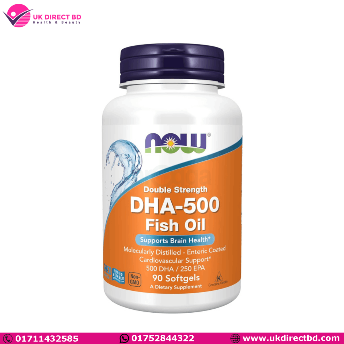 NOW Foods DHA-500 with 250 EPA Supports Brain Health 90 Softgels - Image 1
