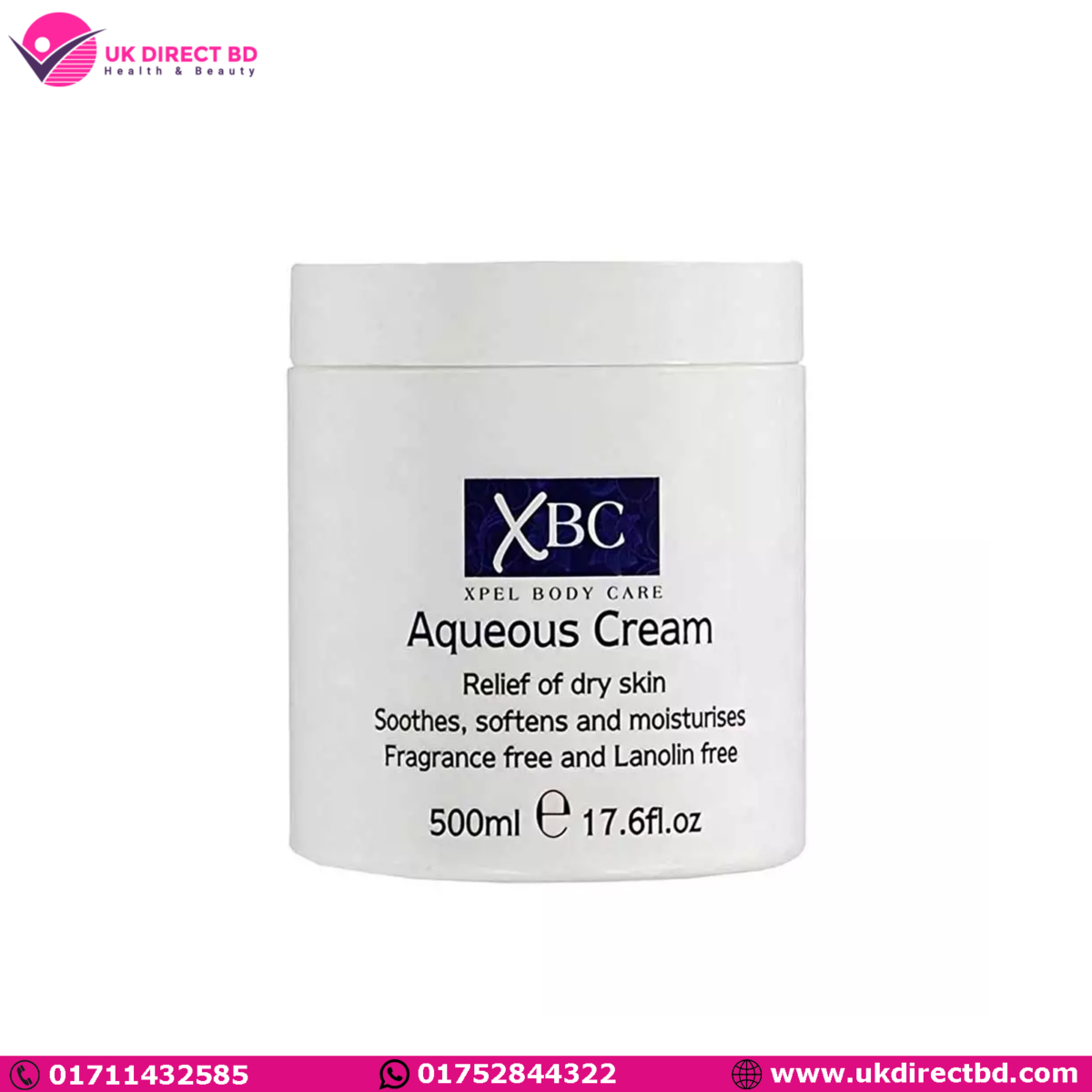 XBC Xpel Body Care Aqueous Cream 500ml - Image 1