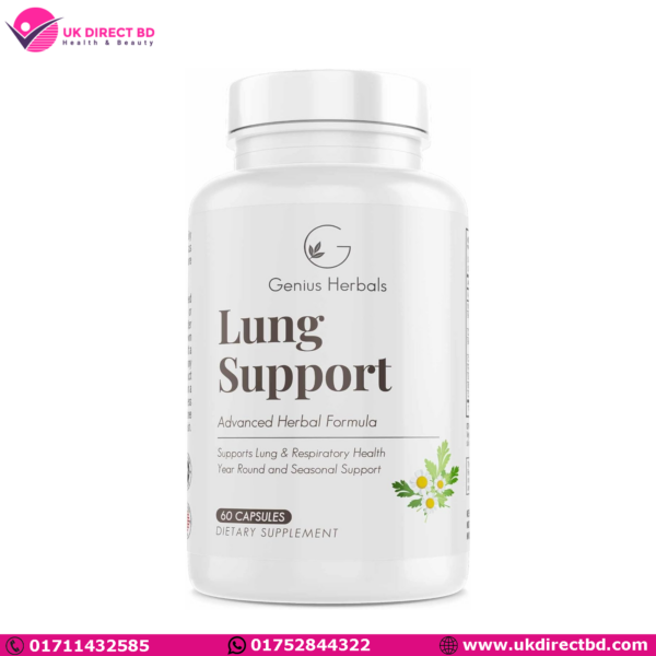 GENIUS HERBALS Lung Support Helps You Breathe More Comfortably Year Round Seasonal Support Lung Cleanse & Lung Detox Formula 60 Capsules