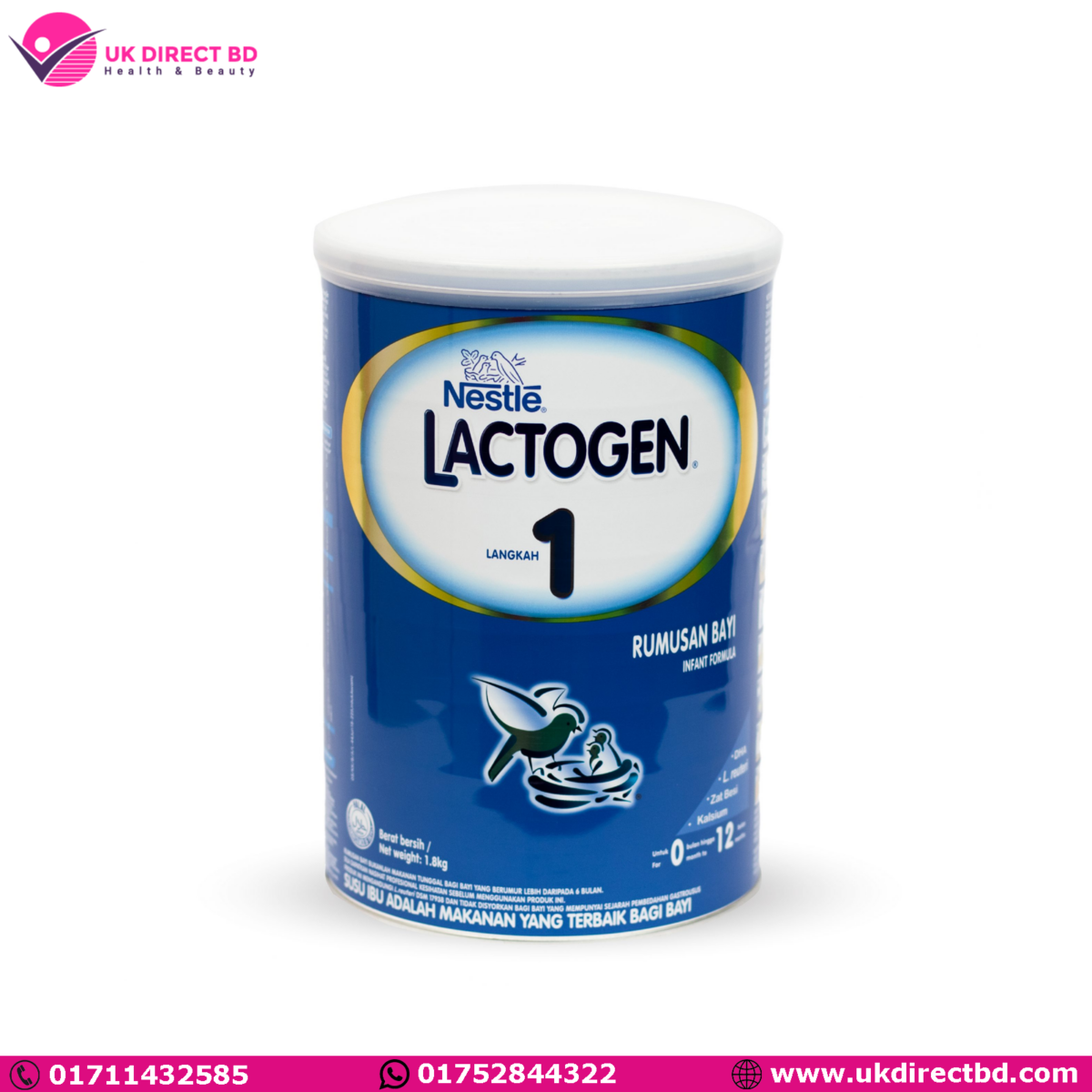 NESTLE MILK LACTOGEN 1 POWDER TIN 1800GM - Image 1