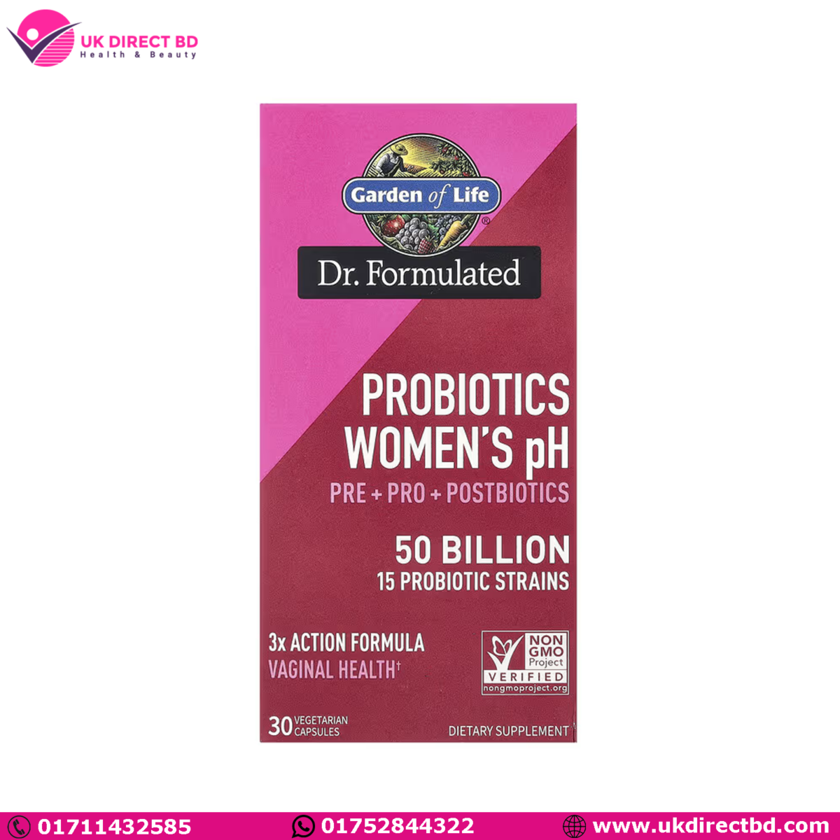 Garden of Life Probiotics Women's pH 50 Billion 30 Vegetarian Capsules - Image 1