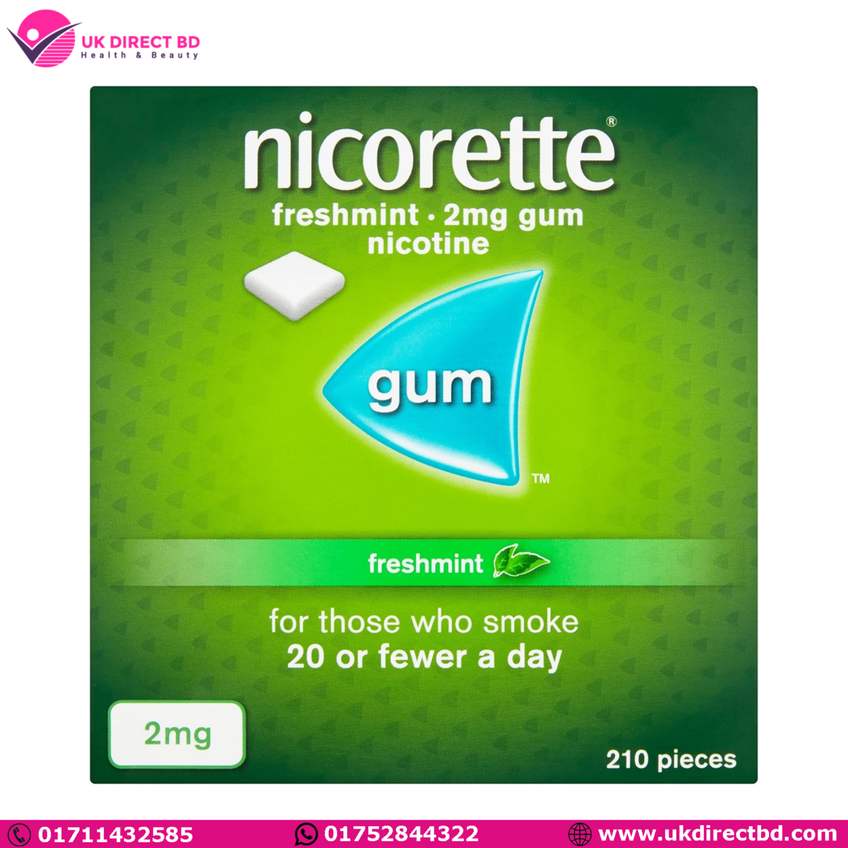 Nicorette Chewing Gum 2mg Freshmint 210 Pieces - Image 1