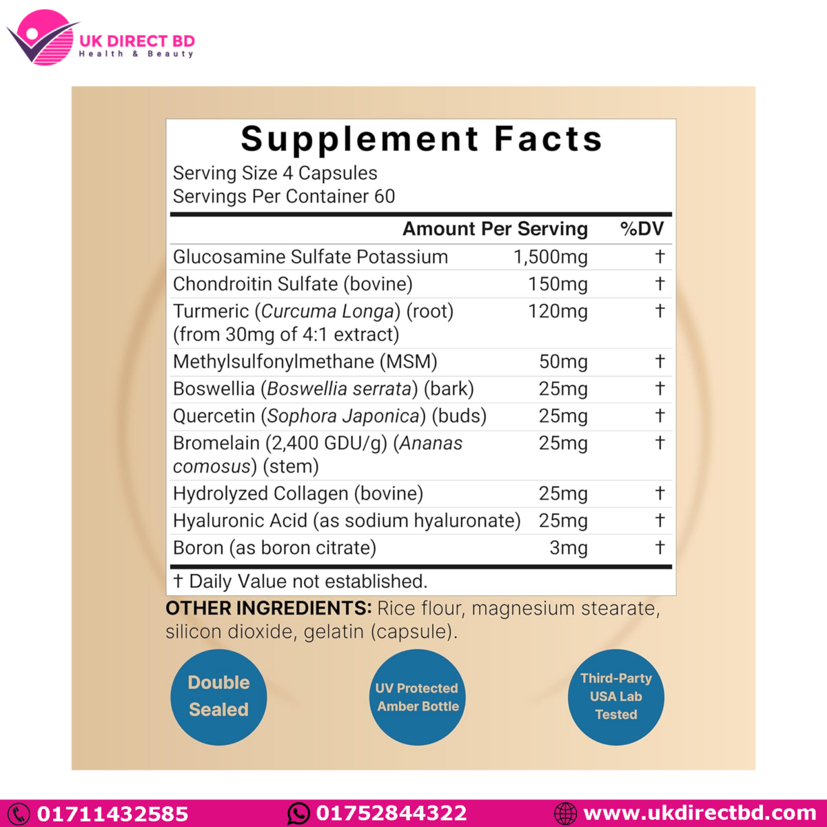 NatureBell Advanced Glucosamine Chondroitin MSM Supplement 240 Capsules - Image 2