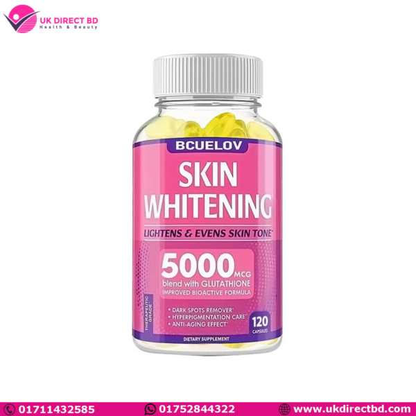 BCUELOV L-Glutathione 5000mcg Skin Whitening Capsules, Anti-Aging, Antioxidant 120 Capsules
