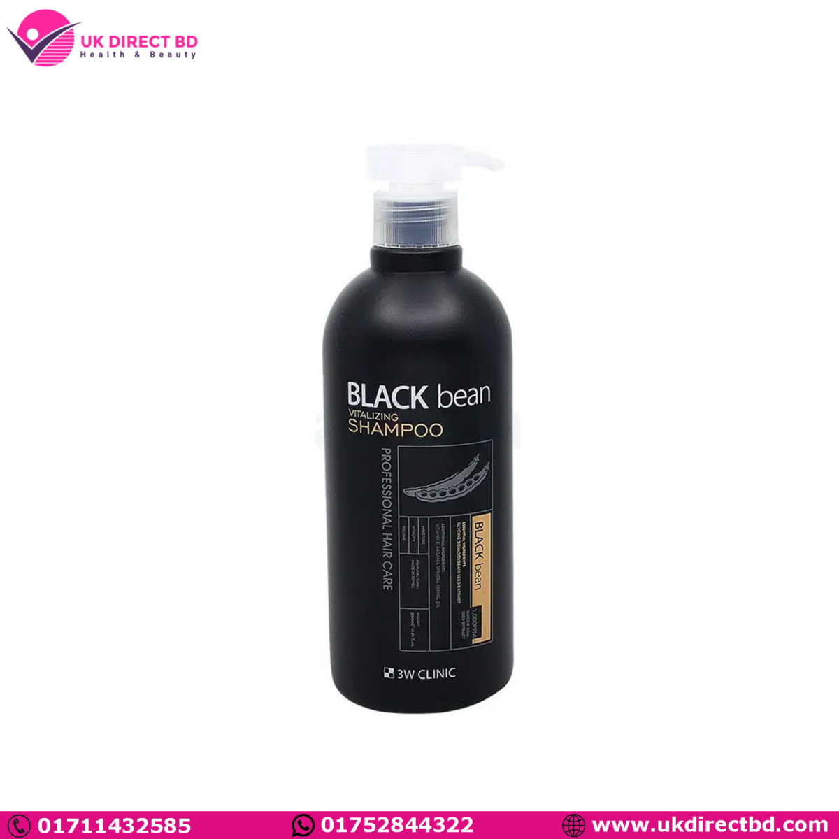 3W Clinic Black Bean Vitalizing Shampoo 500ml - Image 1