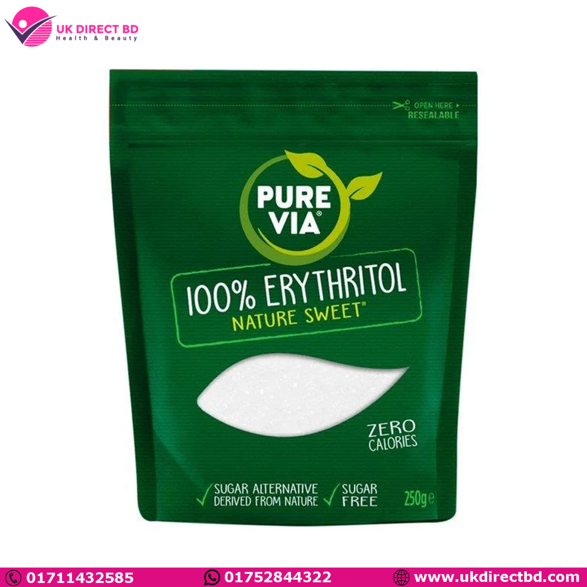 Pure Via 100% Erythritol Nature Sweet 250g - Image 1