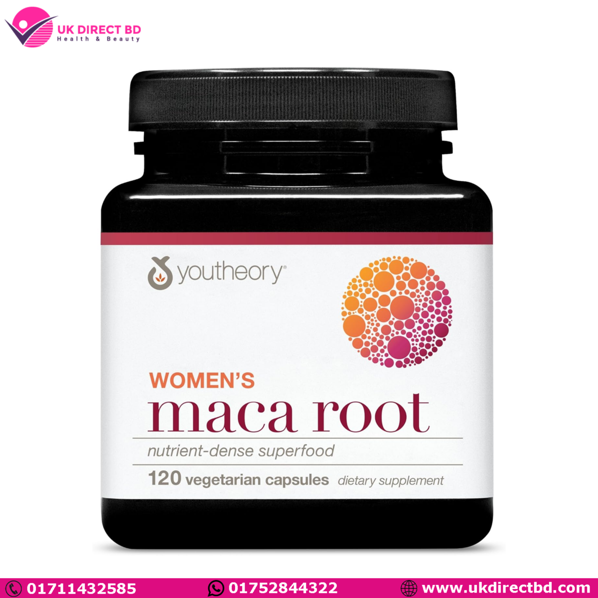 Youtheory Women's Maca Root Vegan Energy & Menopause Support Supplement with Peruvian Ginseng Premium Supplement for Women 120 Capsules - Image 1