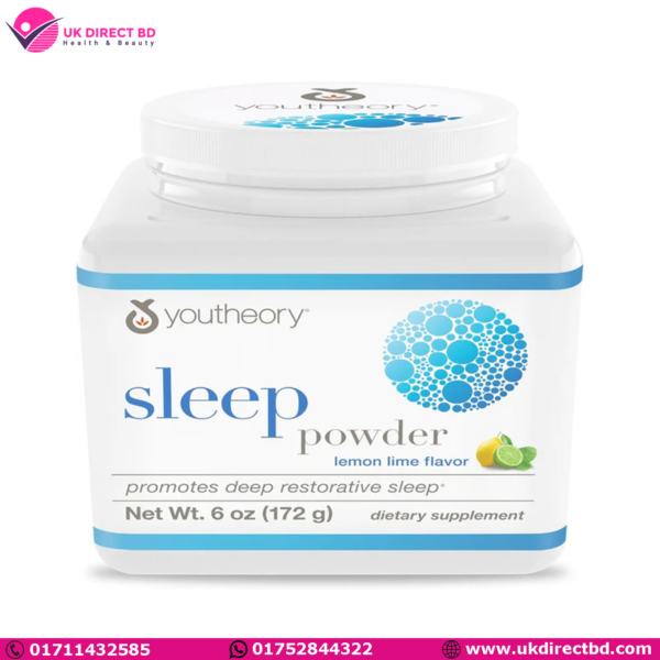 Youtheory Sleep Powder Lemon Lime Flavor Promotes Deep Restorative Sleep 172g