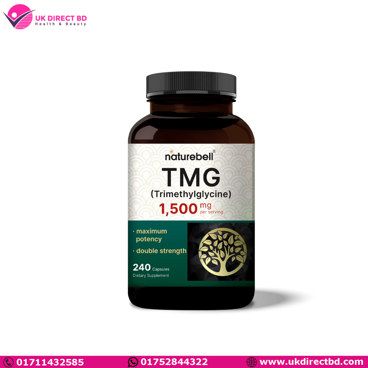 Naturebell TMG Trimethylglycine 1500mg capsules 240 count - Image 1