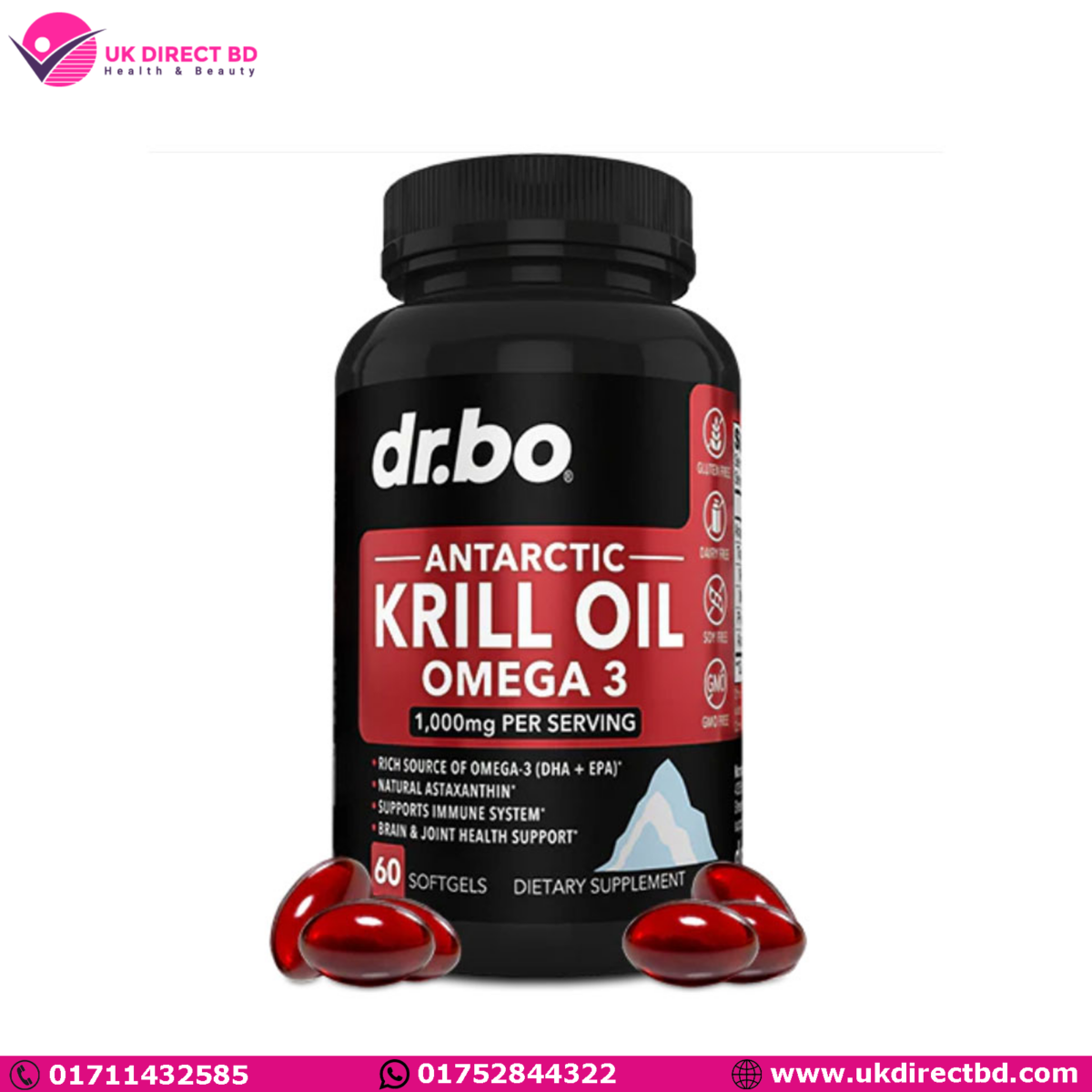 Dr.bo Antarctic Krill Oil Omega 3 60 Softgels - Image 1