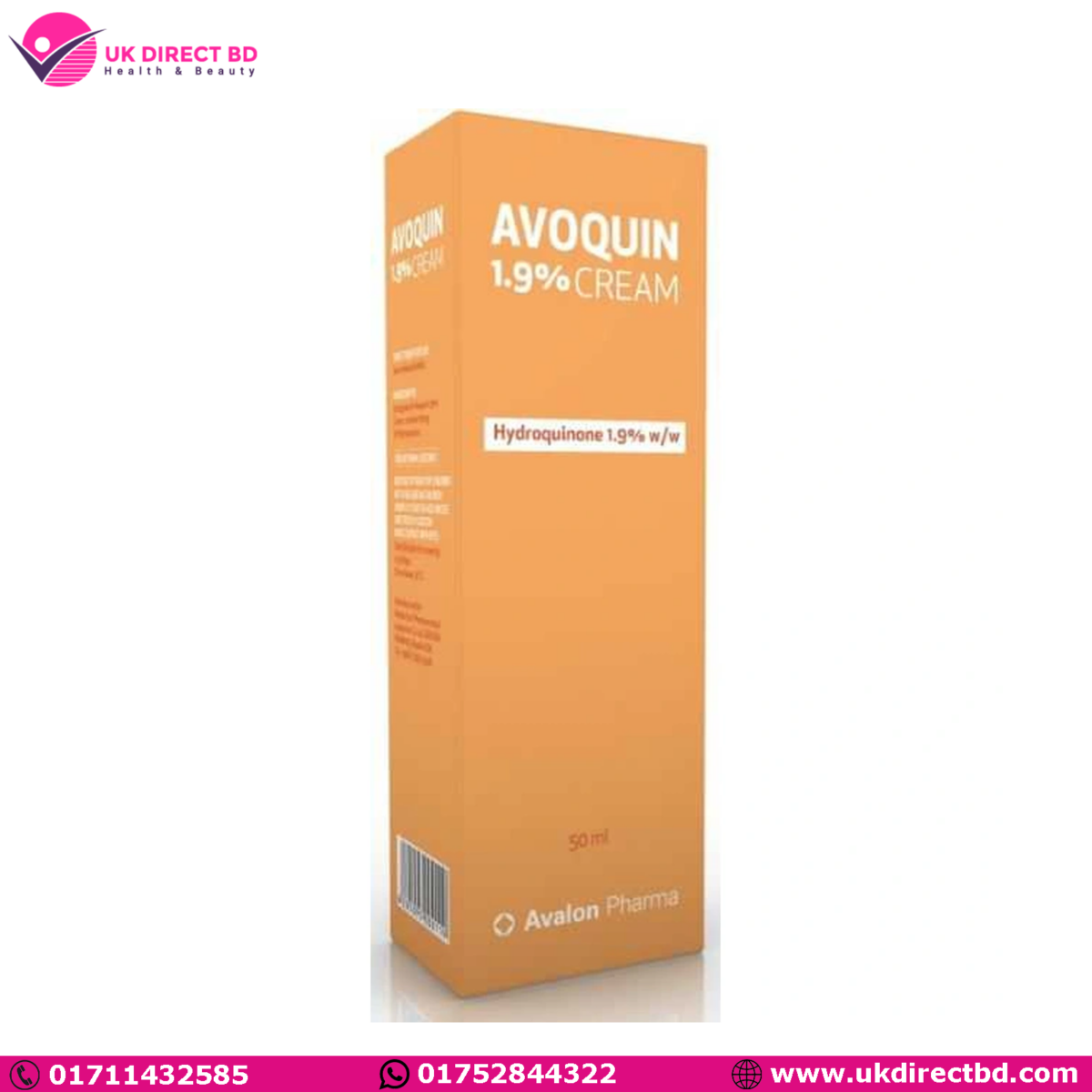 Avoquin 1.9% Hydroquinone w/w for Melasma and Spot Cream 50g - Image 1