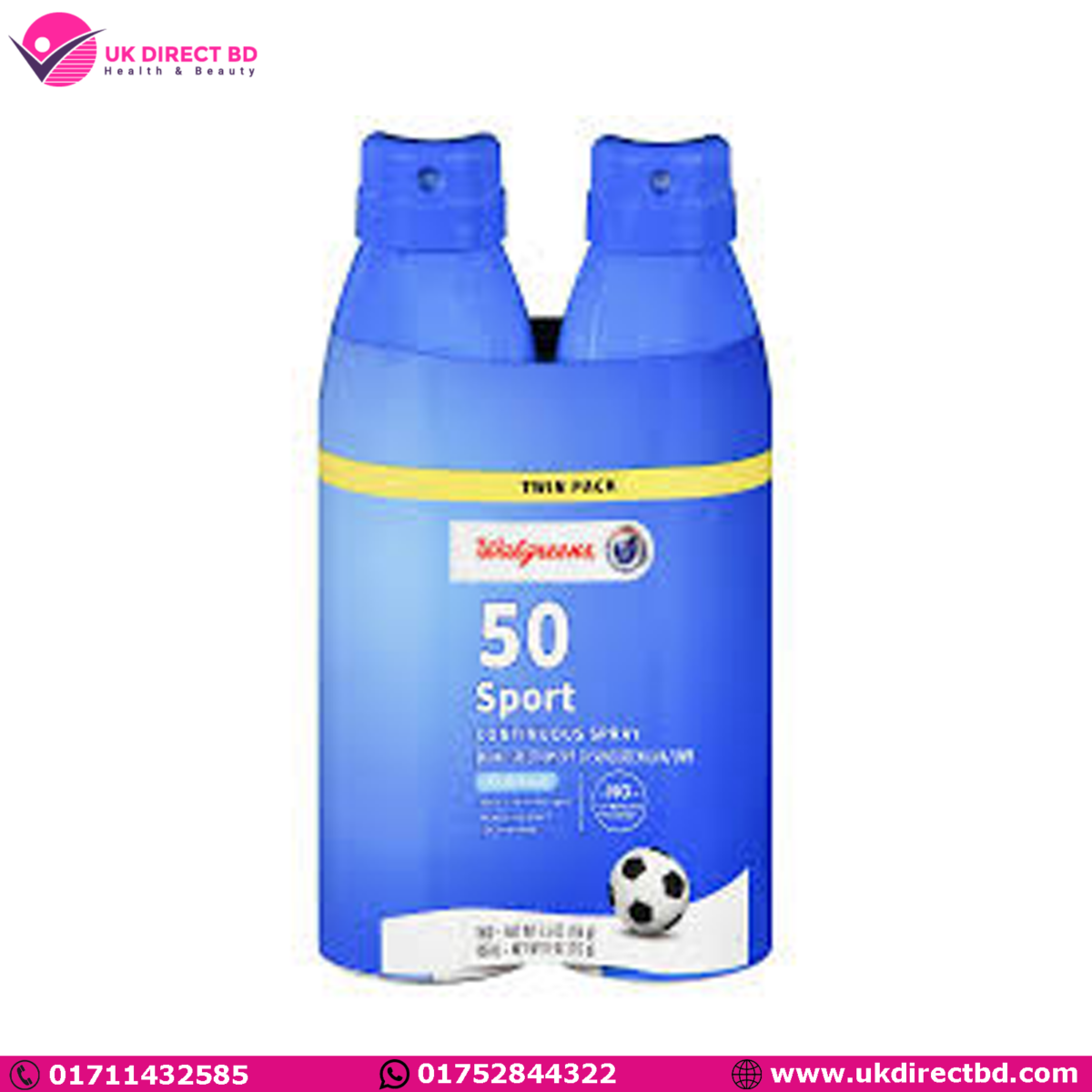 Walgreens Sport Sunscreen Continuous Spray SPF 50 Fresh 5.5 OZ (2 pack) - Image 1