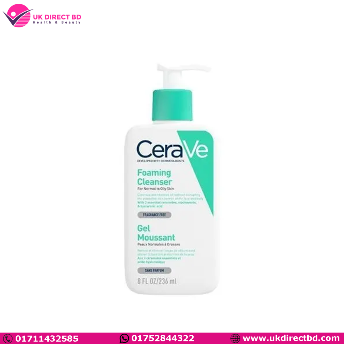 CeraVe Foaming Cleanser For Normal To Oily Skin 236ml - Image 1