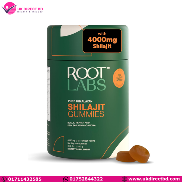 ROOT LABS 4000 mg Pure Himalayan Shilajit Gummies I No Added Sugar I KSM-66 Ashwagandha Gokshura