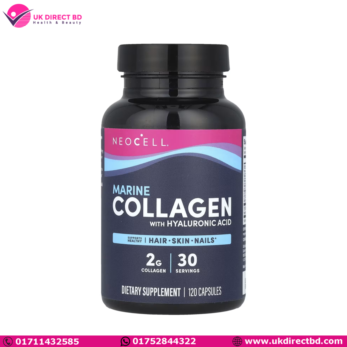 NeoCell Marine Collagen With Hyaluronic Acid 120 Capsules - Image 1