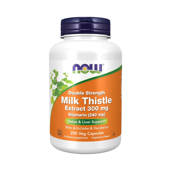 NOW Foods Silymarin Milk Thistle Extract 300mg with Artichoke and Dandelion Double Strength Supports Liver Function 200 Veg Capsules